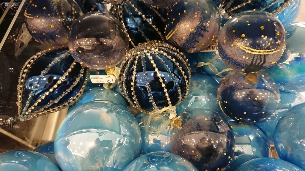 Blue Baubles from Midnight Magic Theme in Brown Thomas